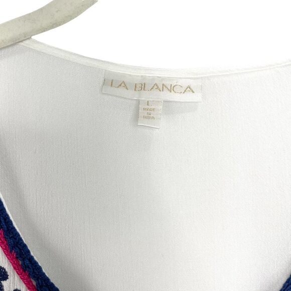 La Blanca‎ embroidered swim cover up tunic top dress Sz L - Picture 3 of 8